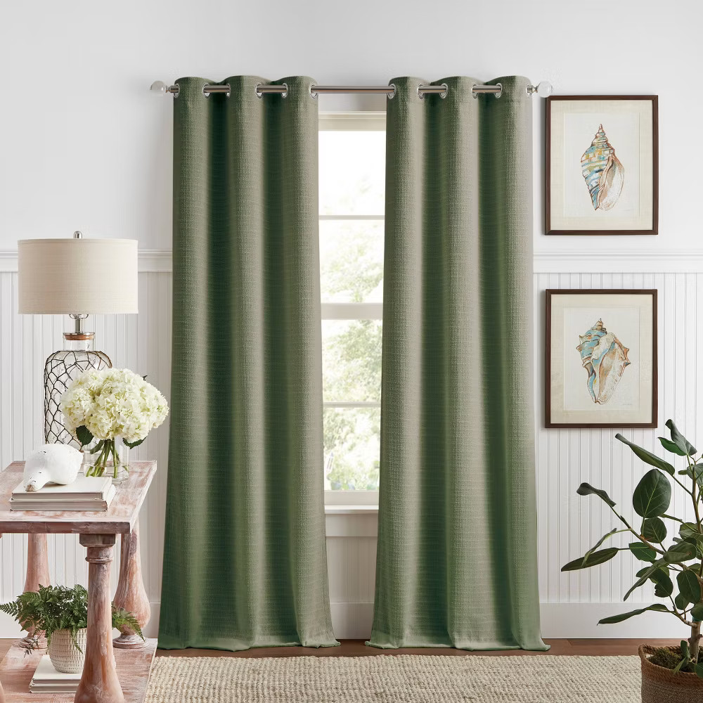 95″x50″ Martha Stewart 2pk Sutter 95″ Dark Lined Curtain Panel Olive