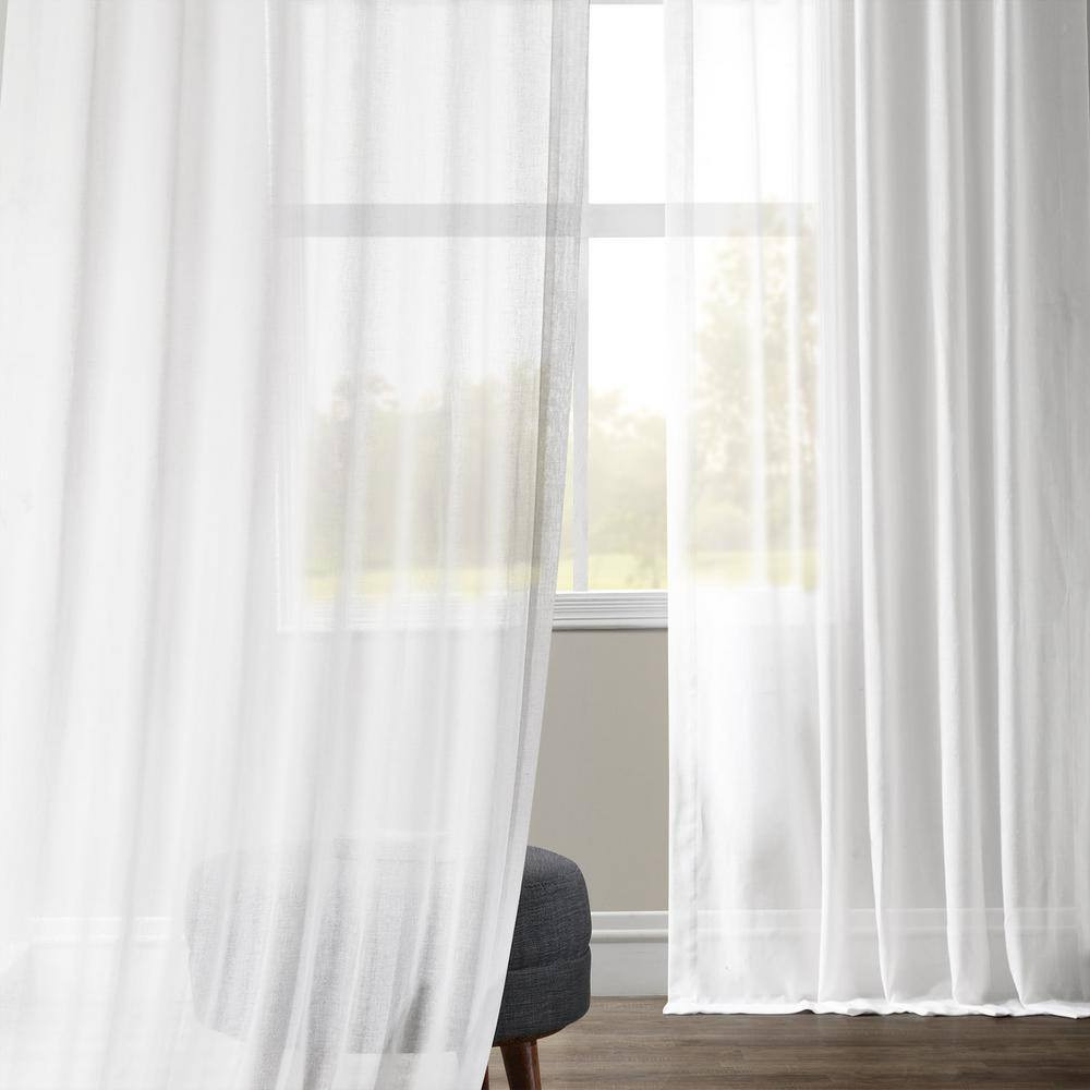 White Orchid Solid Faux Linen Sheer Curtain – 50 In. W X 96 In. L Single Panel R