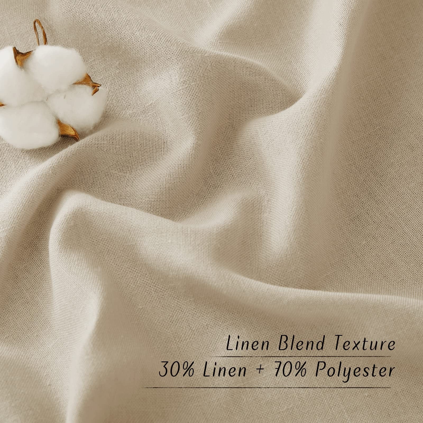 Thick Linen Blend Curtains – Semi Sheer Grommet Drapes for Living Room, 2 Panels