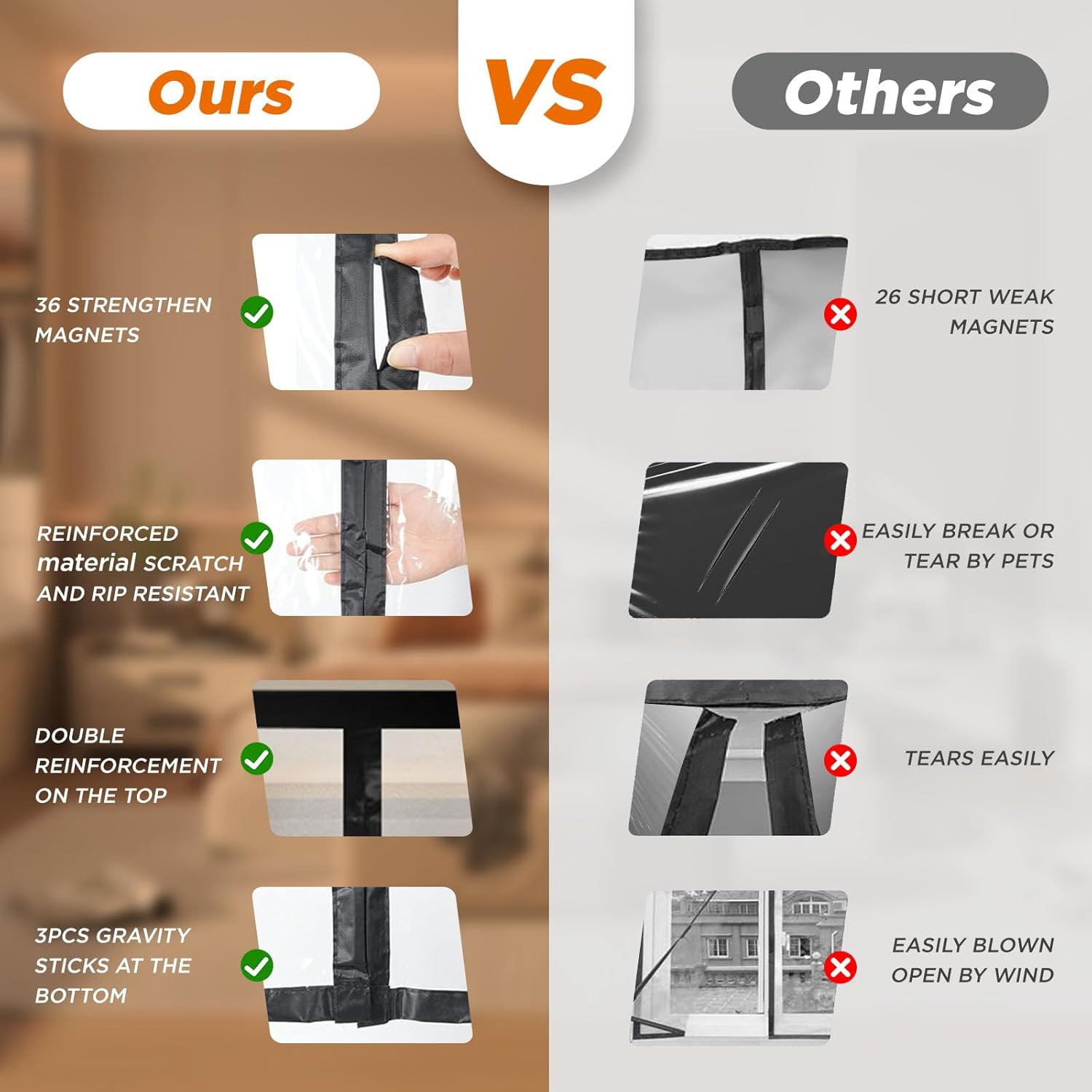 Transparent Thermal Insulated Door Curtain, Reversible Left or Right Side Openin