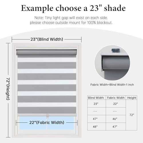 Light Filtering Roller Blinds – Grey Dual Layer Window Shades, 32″ W x 72″ H, Ea