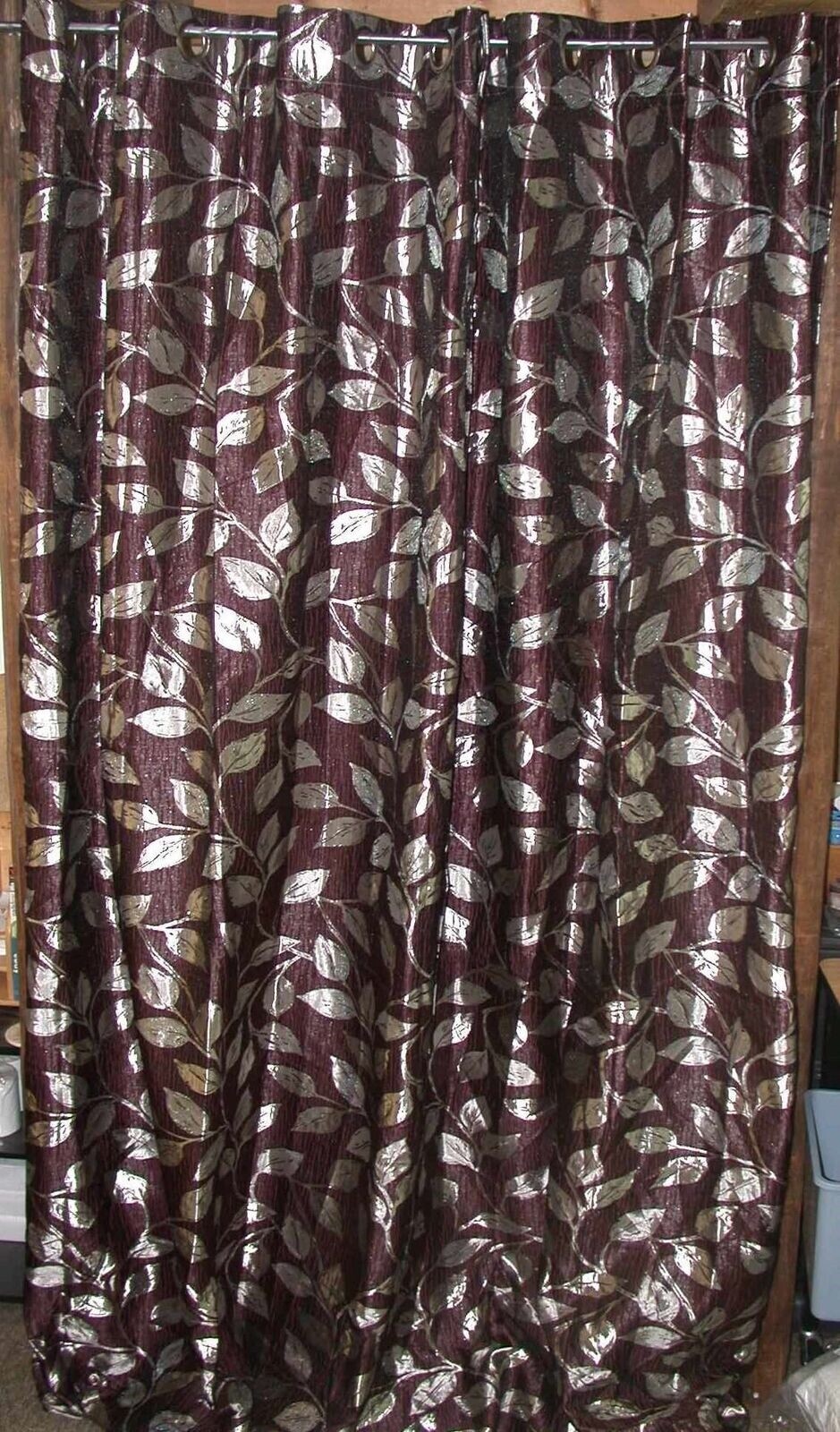 2 Panels Royal Tradn Charlotte Jacquard Drapes 52W x 108L Ea Panel Gold Brwn NEW