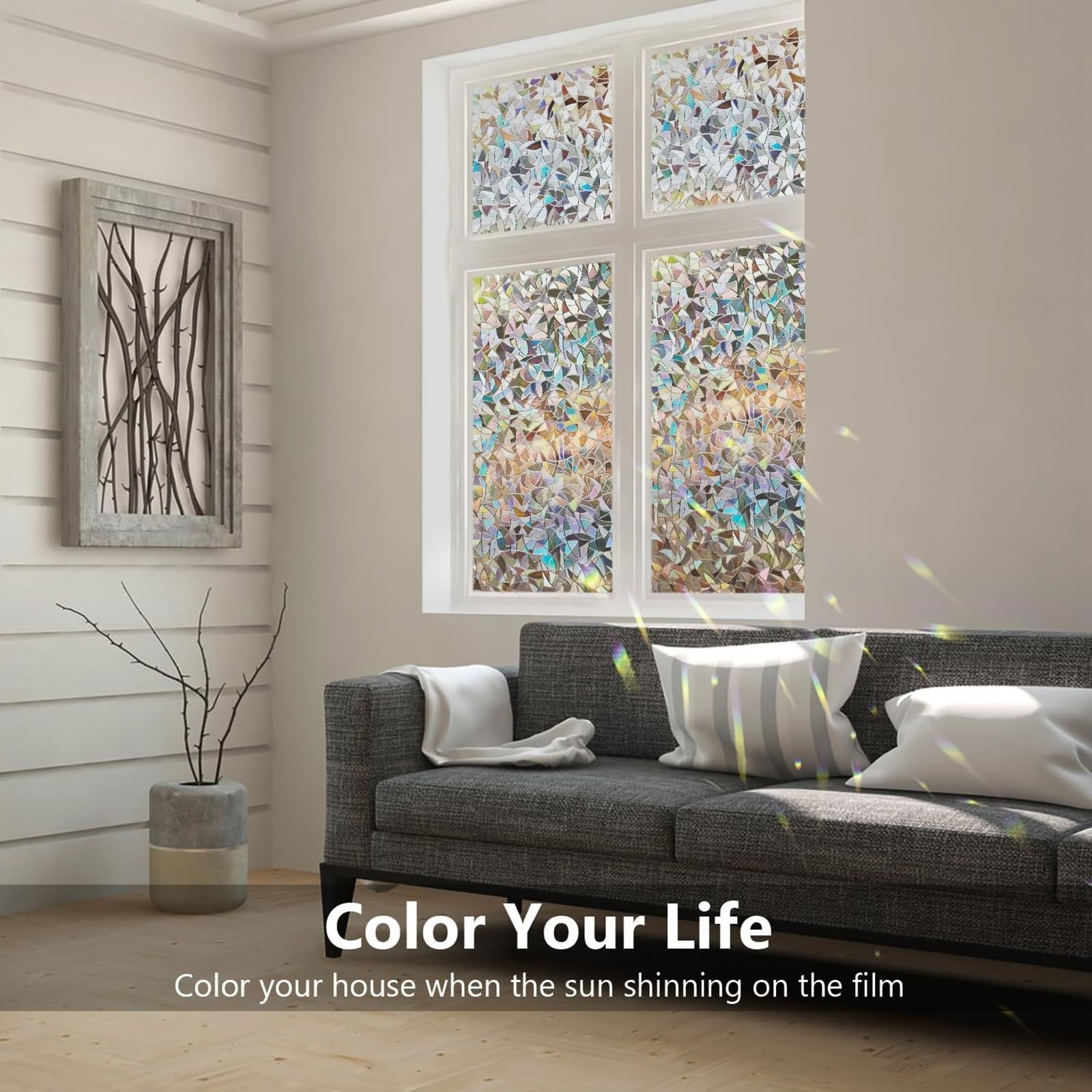 LEMON CLOUD Window Privacy Film, Stained Glass Window Film, Decorative Window…