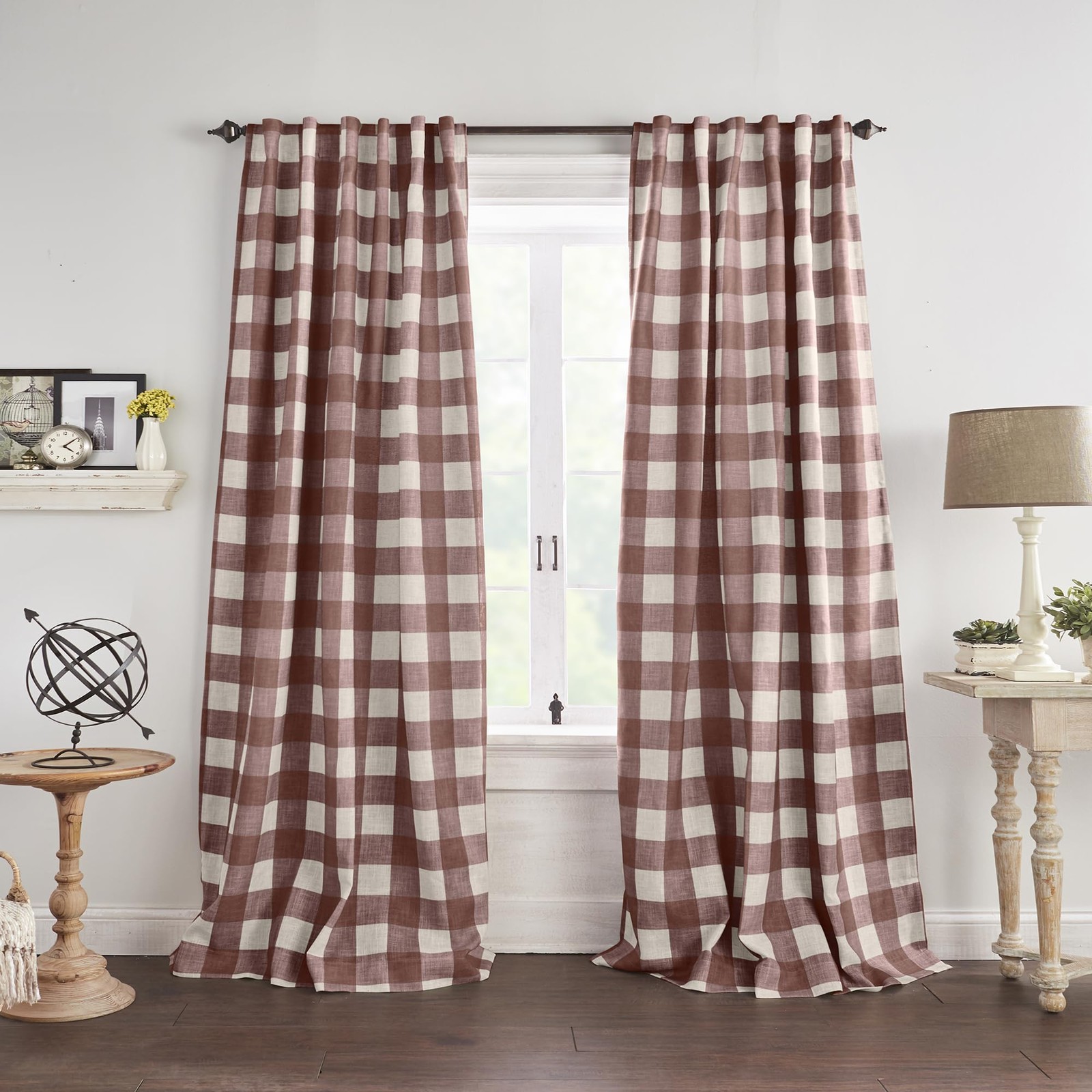 Elrene Home Fashions Farmhouse Living Grainger 52″W x 84″L (Pack of 1), Red