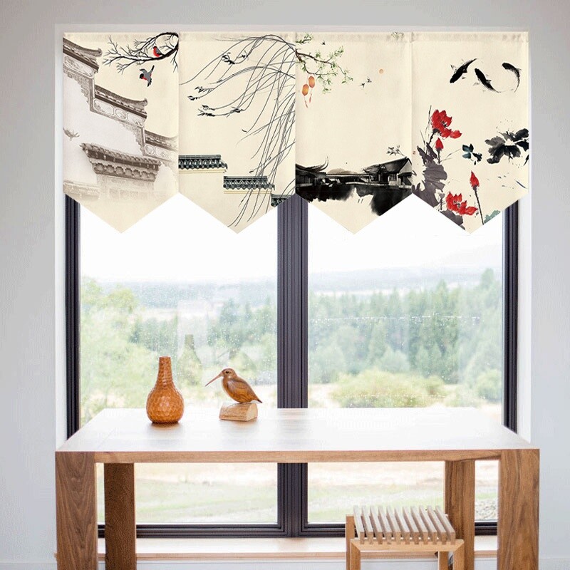Kitchen Short Doorway Curtains Canvas Noren Blackout Valance Room Divider