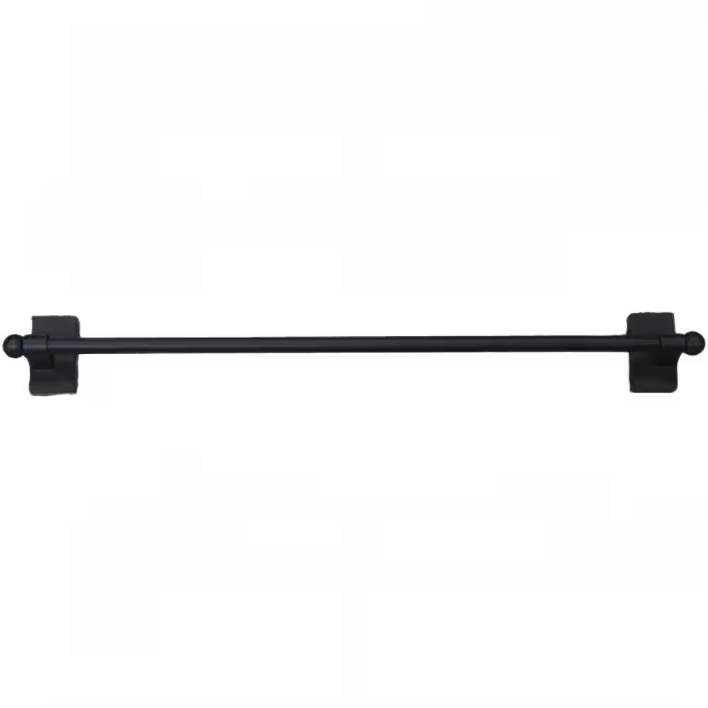 16 In.-28 In. Adjustable Magnetic Curtain Rod Kit in Black