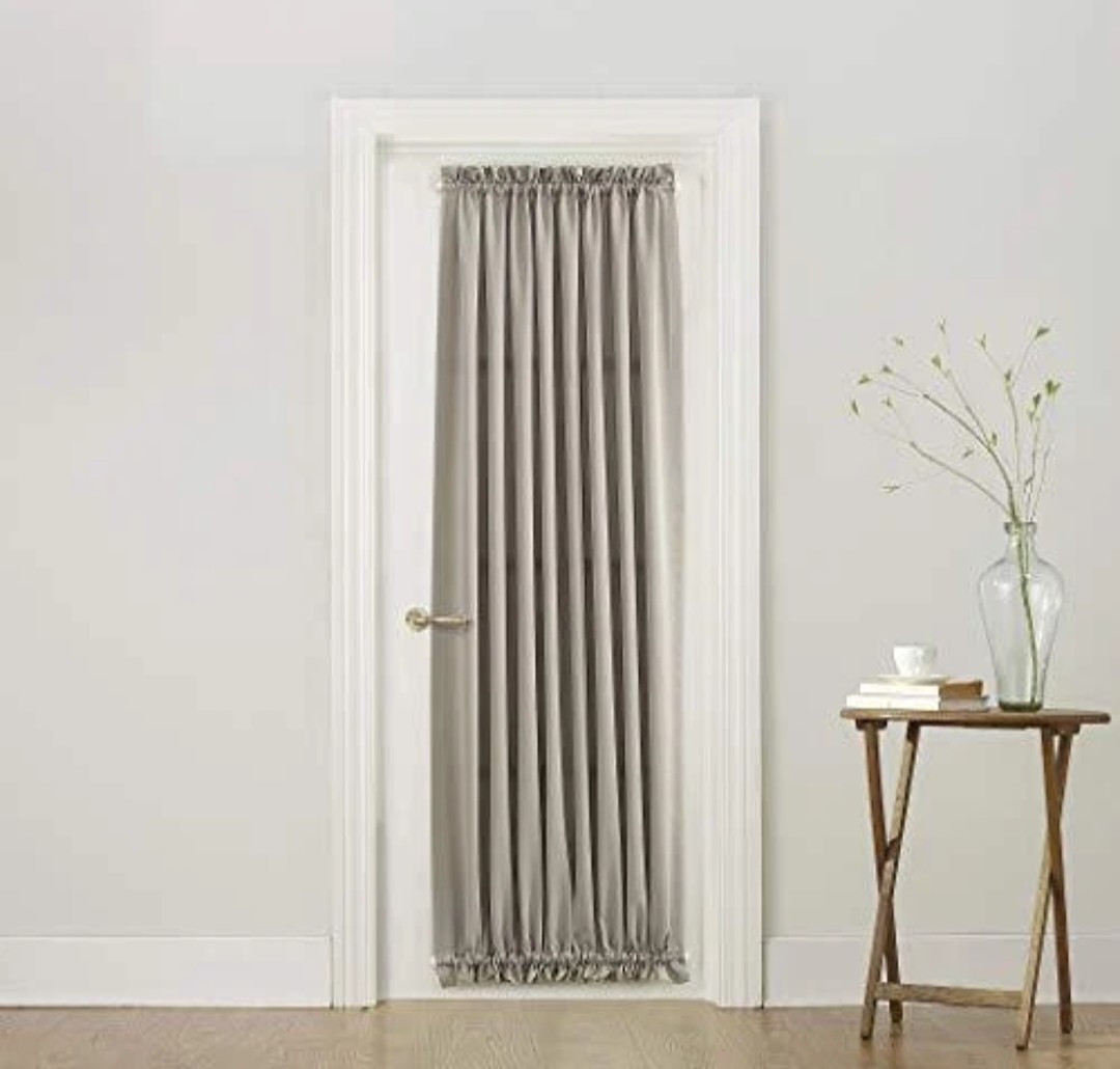 Lichtenberg Beige Door Curtain Panel 40x72in Solid Rod Pocket Tieback-1 Panel