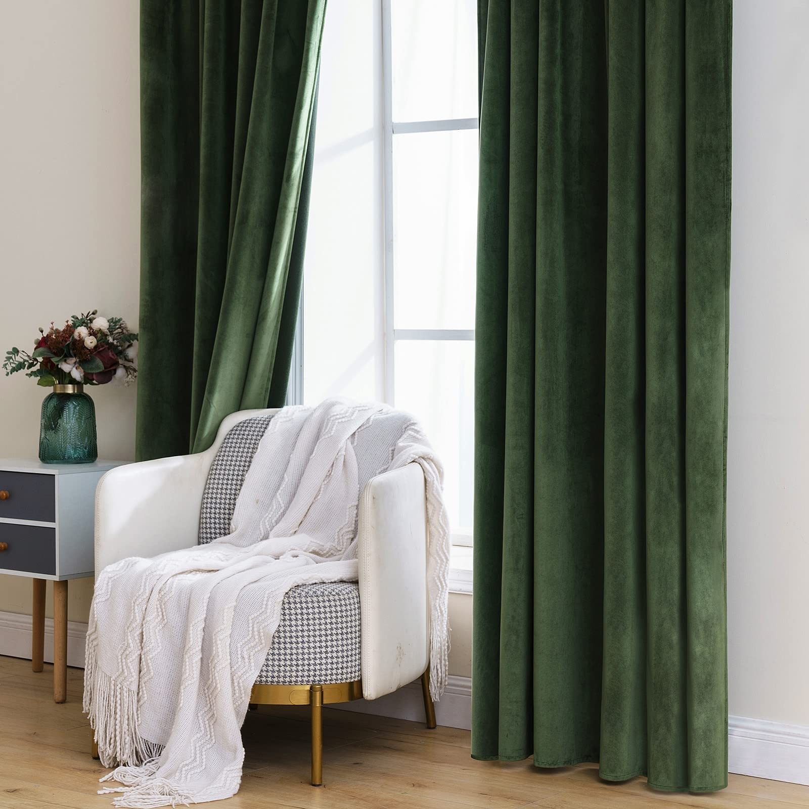 Velvet Curtains 66 Inch Wide – Extra Wide Luxury Room Darkening Curtains for …