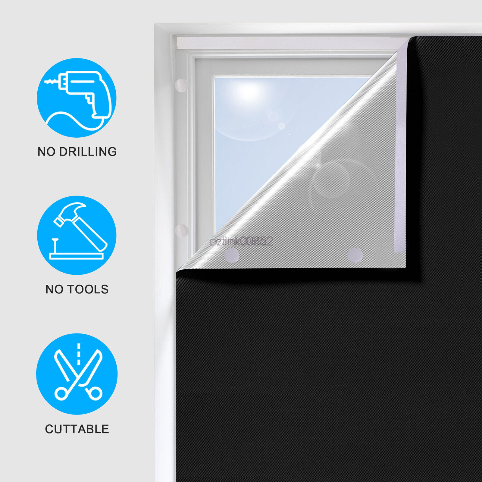 100% Blackout Roller Shades, No Tools No Drill Cordless Blinds for Windows