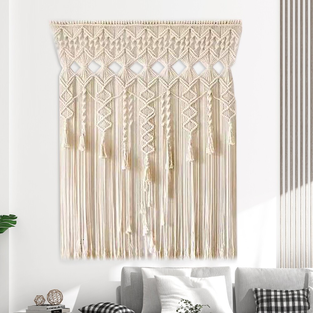 Handmade Macrame Wall Hanging Boho Home Backdrop Door Window Curtain Decor