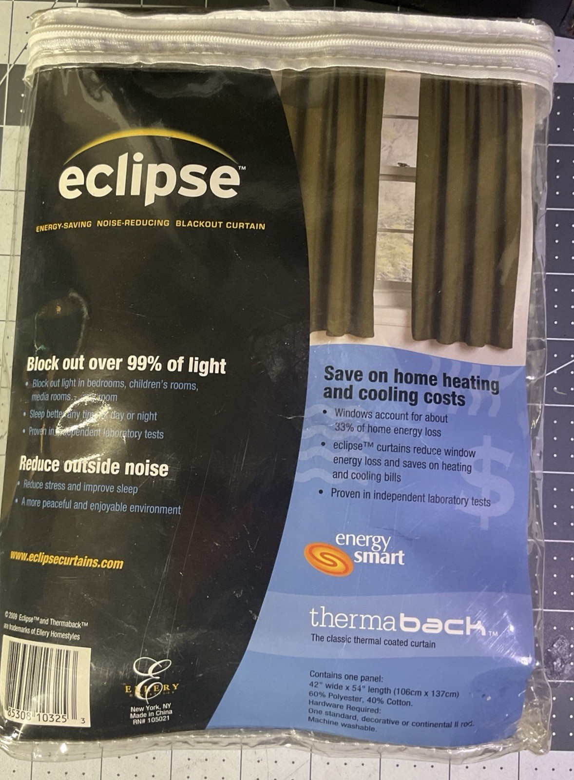 Eclipse Blackout Samara-Crepe 1 Rod Panel Window Curtain 42”x54”