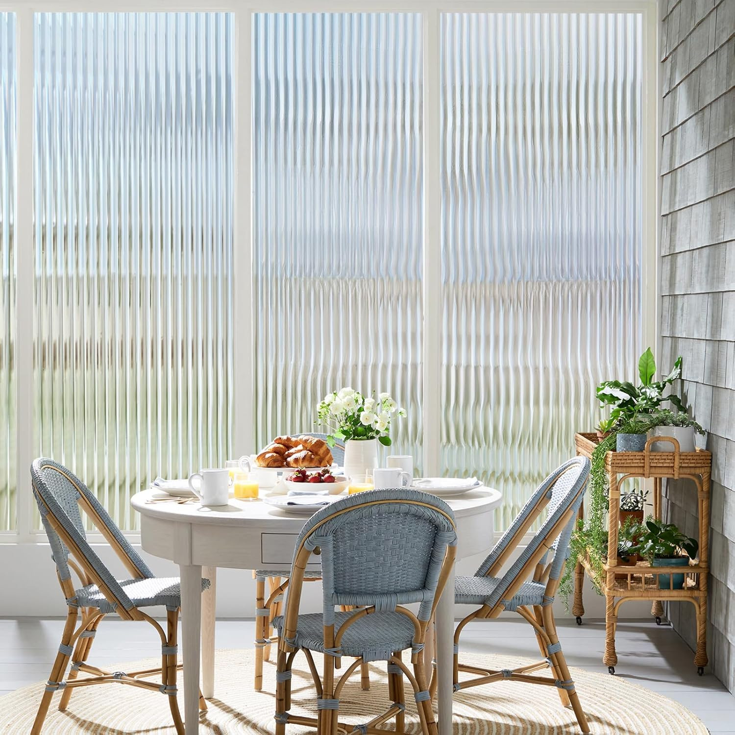 3D Fluted Glass Window Privacy Film Frosted Reeded Glass Stickers 17.5X78.7In