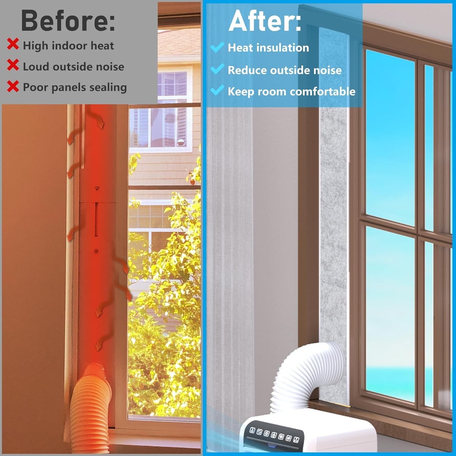 Insulated Foam Panels for Portable AC Window Seal Kit 16.5×6.25 In 3 Pack