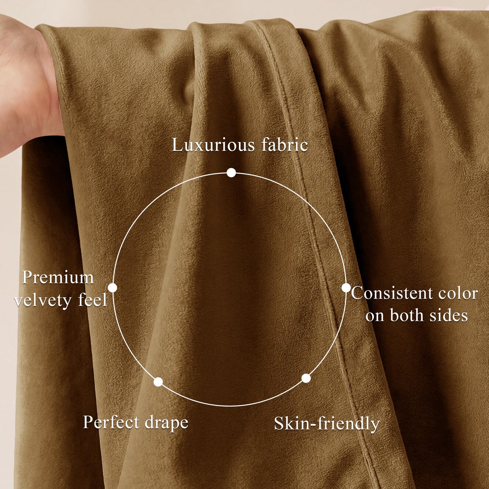 Gold Brown Velvet Curtains 96 inches Long for Living Room, Luxury Back Tab Heavy