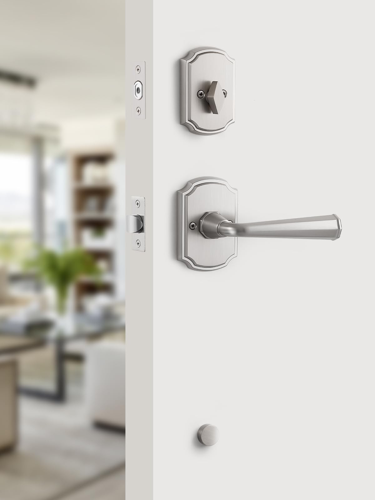 Sorwduerm 1 Pack Brushed Nickel Front Door Handle And Deadbolt Set Reversible