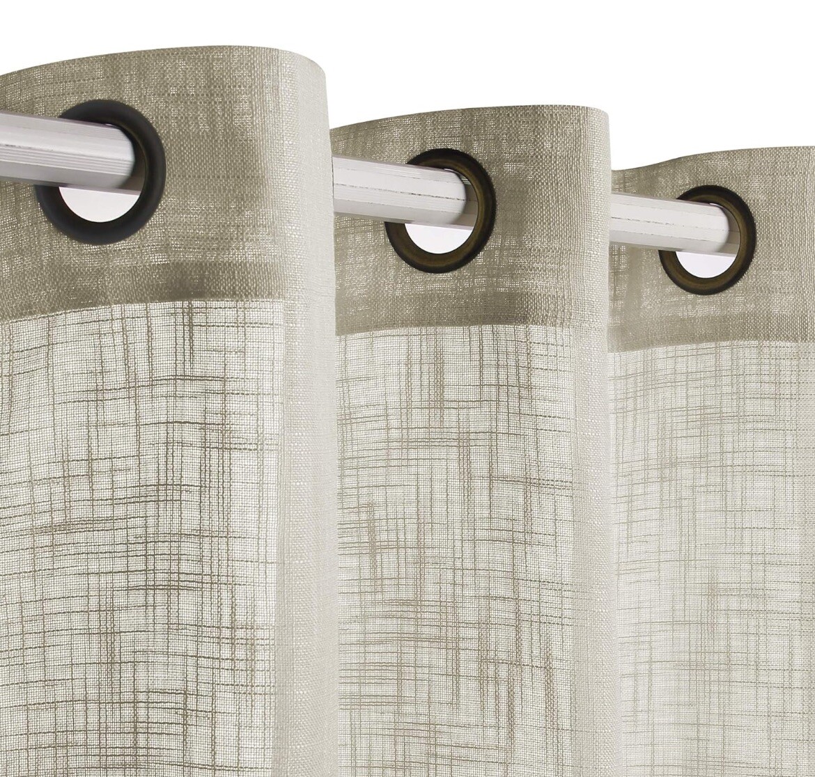 VOILYBIRD Palma Light Filtering Natural Linen Blend Semi Sheer Curtains 84” (V6)