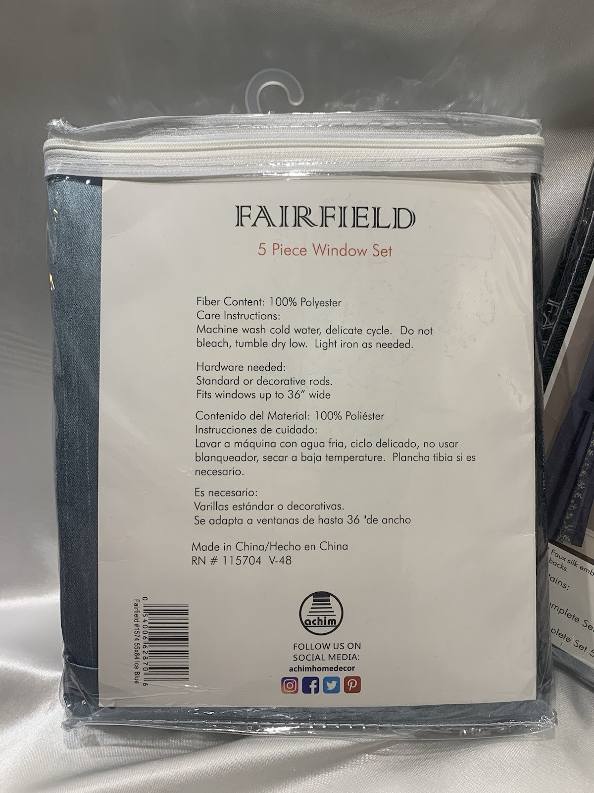 TWO SETS Fairfield Complete 5-Piece Embroidered Panel, Valance & Tieback Set