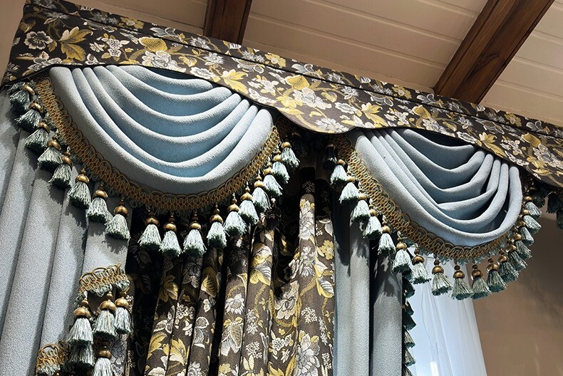 Luxury American Villa Shade Chenille cloth blackout curtain valance drape C2137