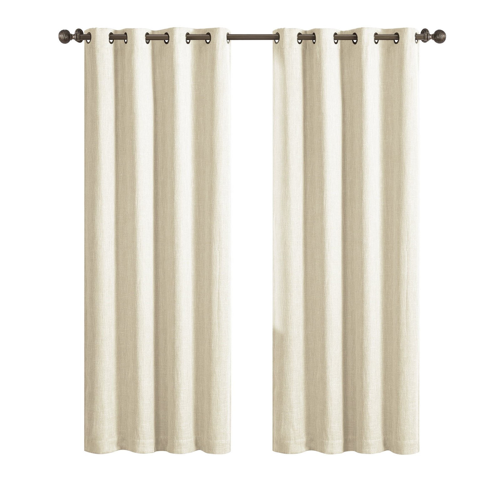 Woven Textured Grommet Blackout Curtain Panel, 1-Piece, Ivory, 50″ W x 95″ L