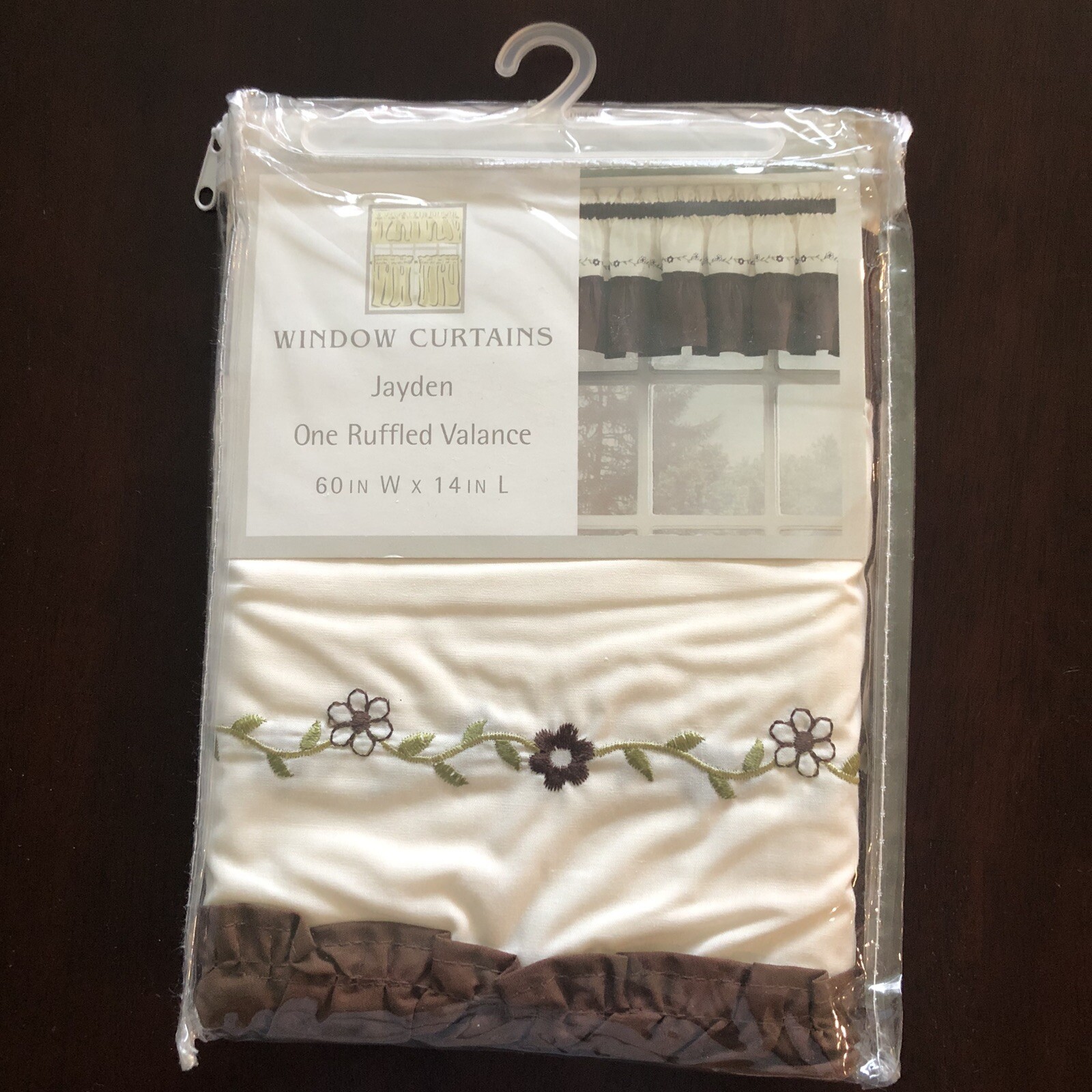 CHF Industries Ruffled Valance Jayden Floral Embroidery 60”x 14” Valance