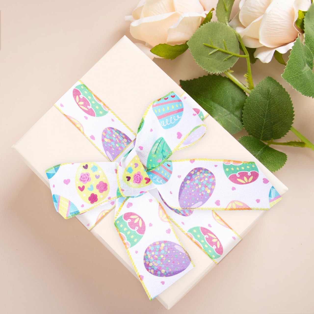 1 Roll Easter Ribbon 5 Yards Grosgrain Wired Gift Wrapping Craft Wreath Bows