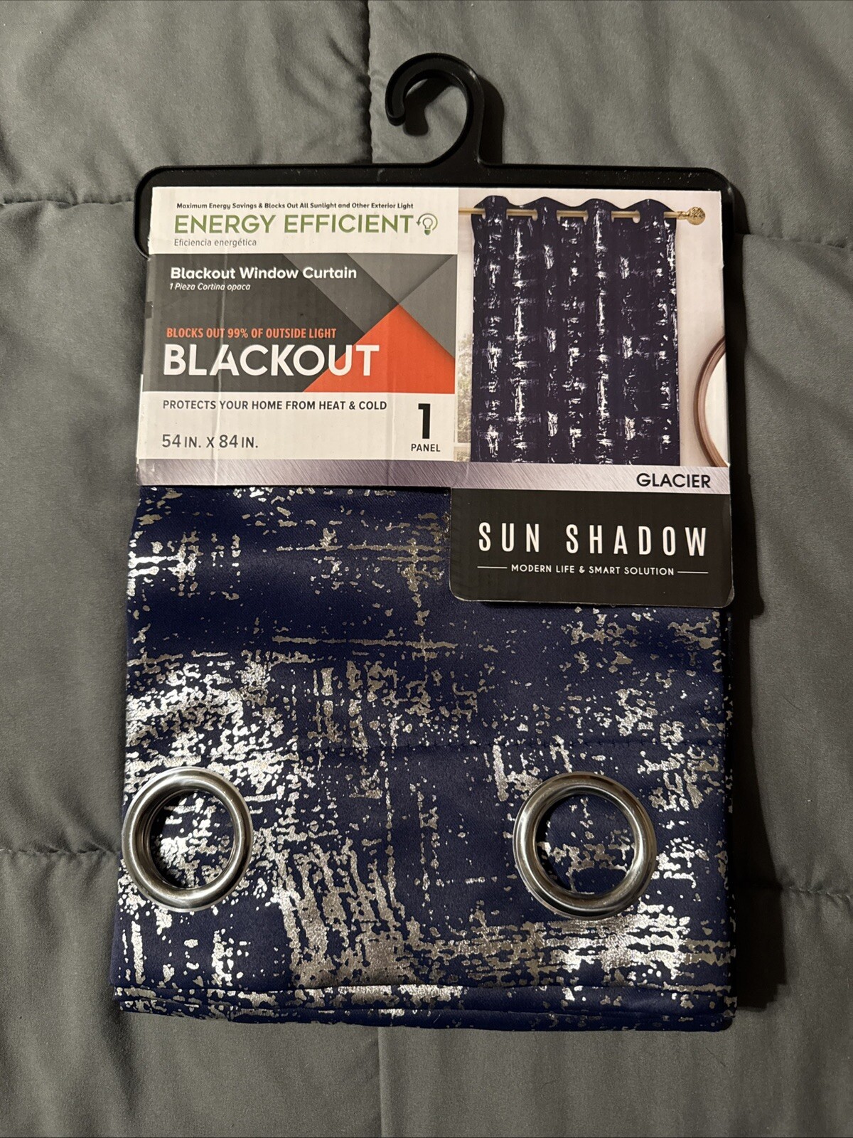 Sun Shadow Glacier Blackout 1 Panel Blue Curtains 54”x84” each