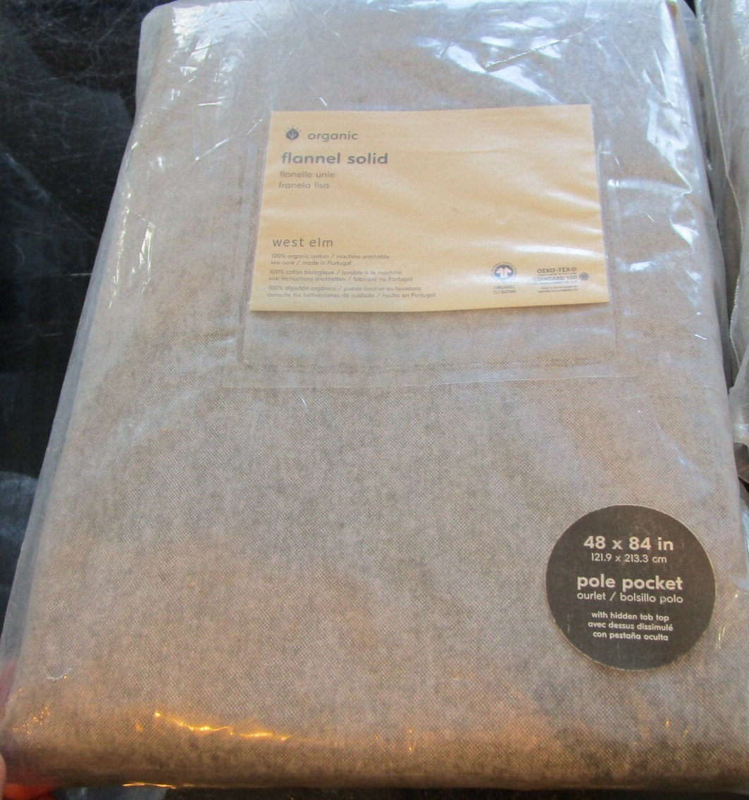 1 West elm solid flannel Curtain drape panel 48 84 charcoal New w tag