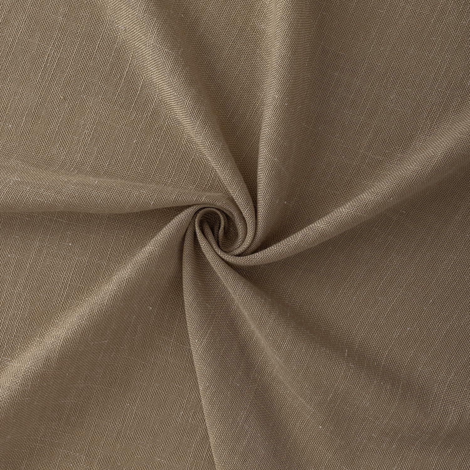 Voilybird Latte Brown Grommet Linen Curtains 84 Inch Length For Bedroom Boho