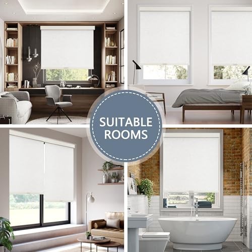 Blackout Roller Shades Cordless Blinds for Windows, 29″W x 72″H Linen Beige