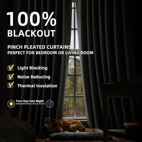 100% Blackout Iovry Solid Curtains 96 Inches 52″W x 96″L (Pack of 2) Ivory