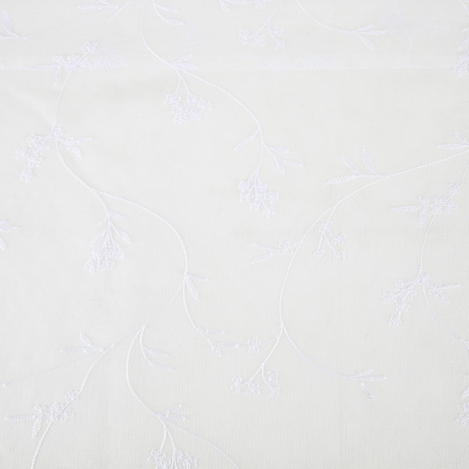 Delia Embroidered Floral Sheer Rod Pocket Curtain Valance, 50″ X 17″, Ivory Off-