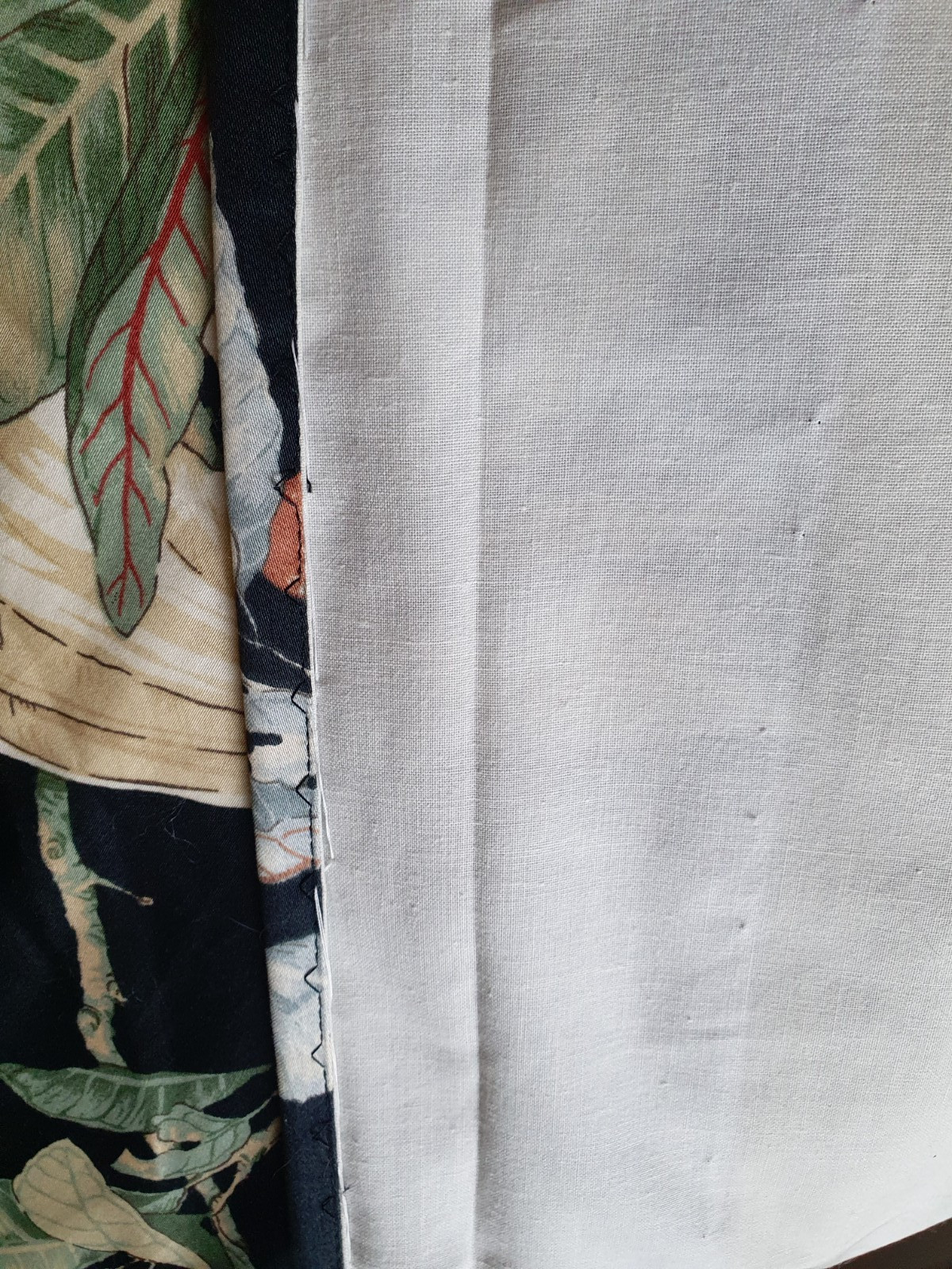 Custom Drapery Panels 2 Lined Unused Black Sateen Birds Leaves 78″x94 Each Panel
