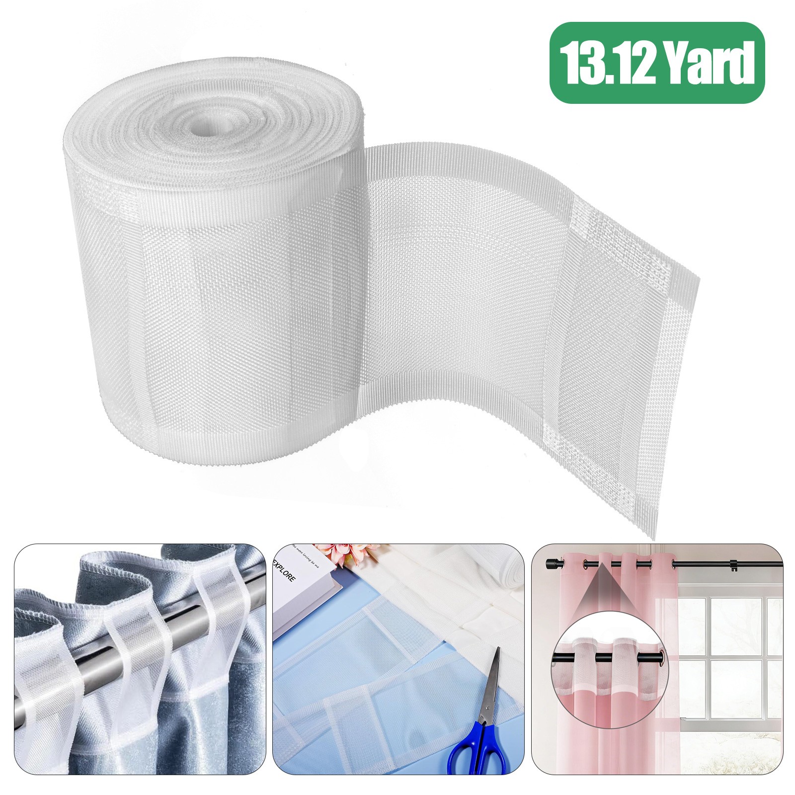 13.12 Yard White Curtain Pleat Tape Nylon Drapery Header Tape DIY Curtain Sewing