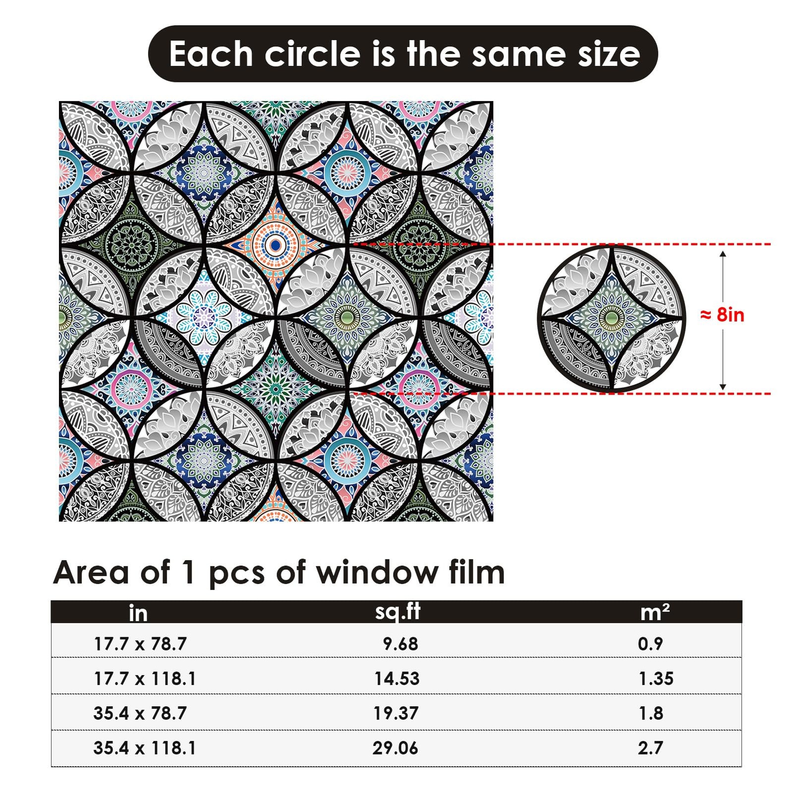 DKTIE Static Cling Decorative Window Film Vinyl Non Adhesive Privacy 17.7″x78.7″