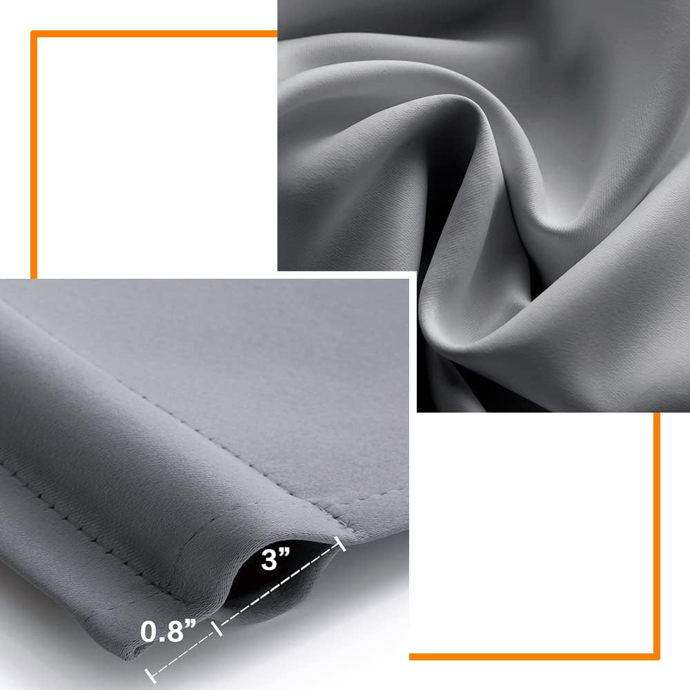 Light Grey Curtains 42 Inch Length for Bedroom/Kitchen/Bathroom Small Window Wat