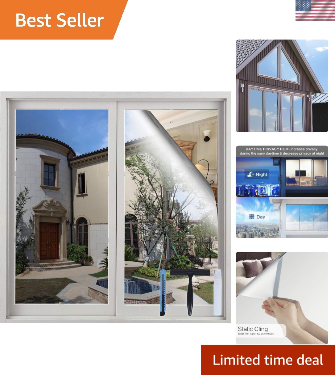 Home Privacy Window Tint 17.5×78.7in – 99% UV Protection with Installation Tools