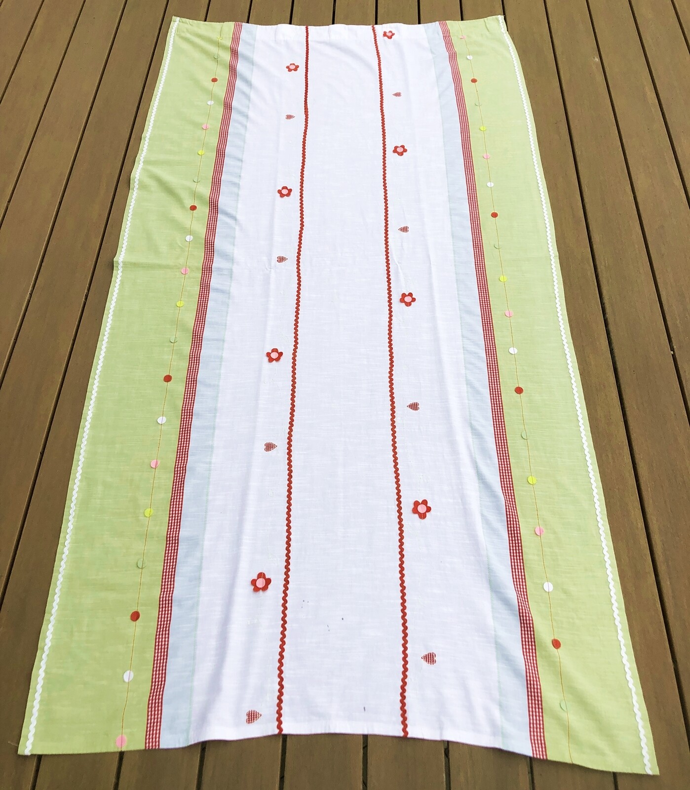 Single IKEA FABLER BARD Curtain Panel Ric Rac Hearts Flowers Gingham 46″ x 89″