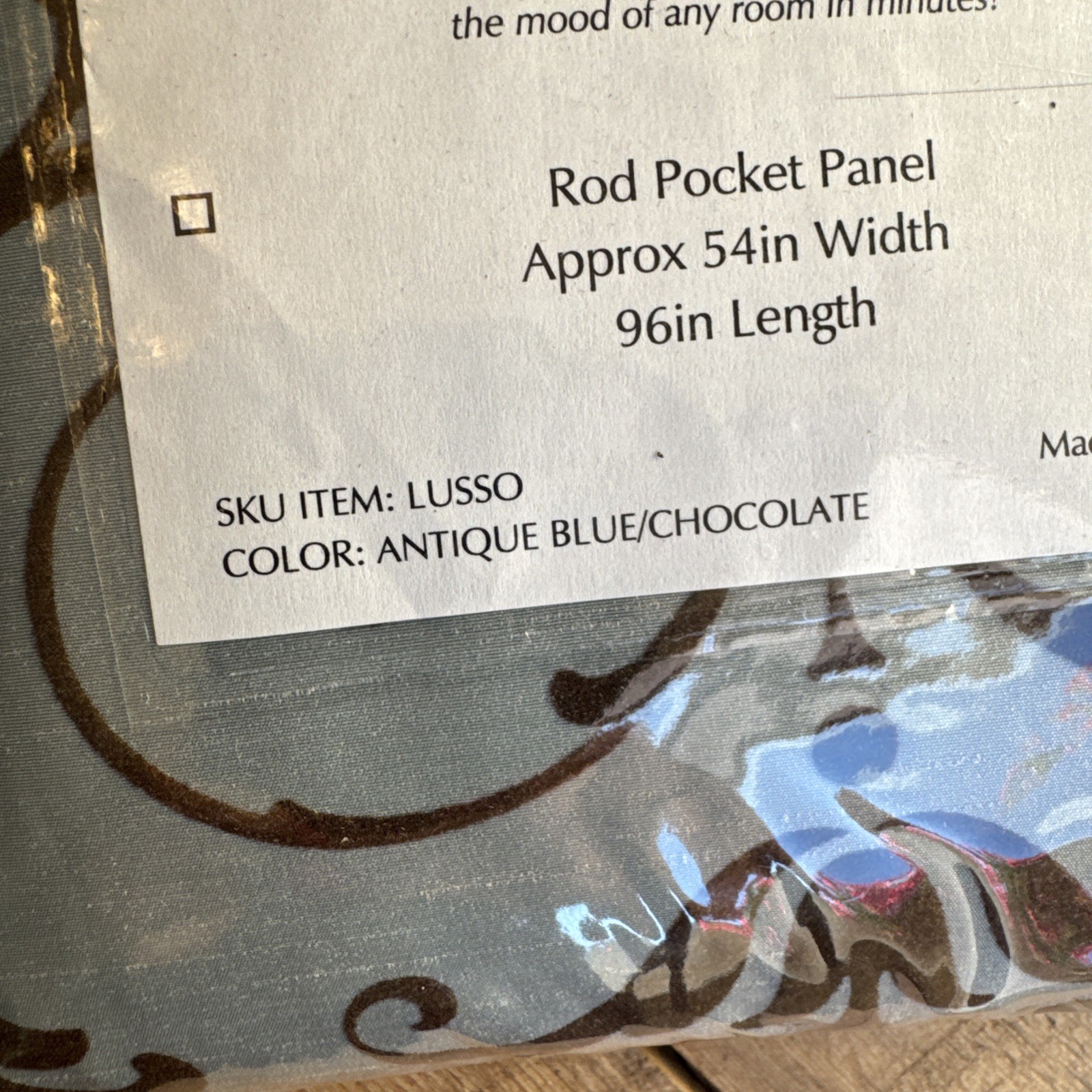 New Lusso curtain panel Antique Blue And Chocolate 54″x96” Each, lined set of 2