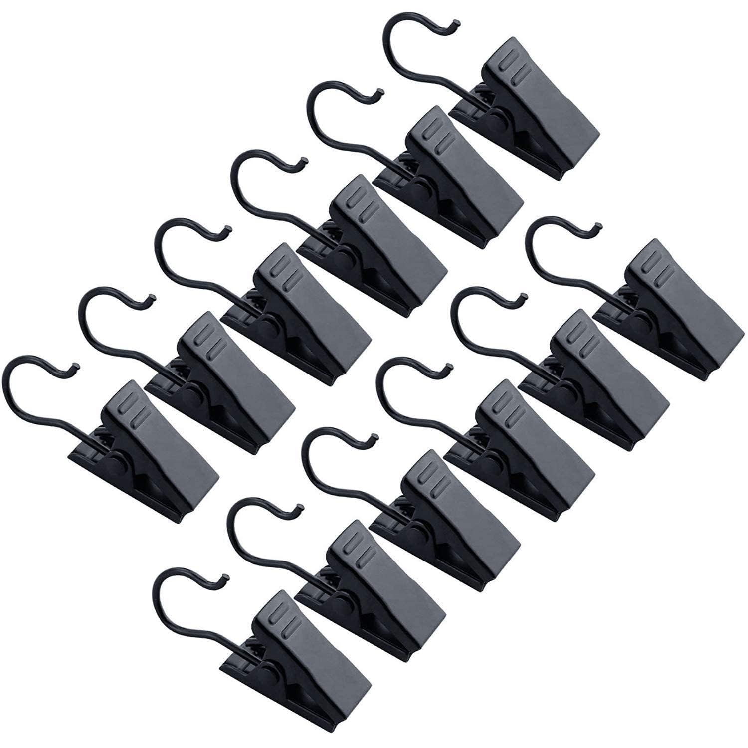 JANYUN 30 Pack Small Heavy-Duty Hook Clip Set Metal Curtain 30 Black, Black