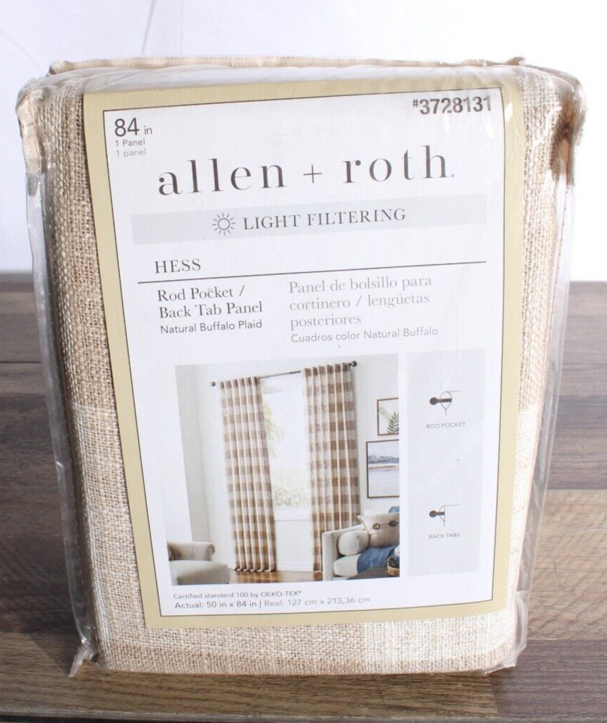 Allen + Roth Light Filtering Hess Rod Pocket Back Tab Panel Buffalo Plaid 84″