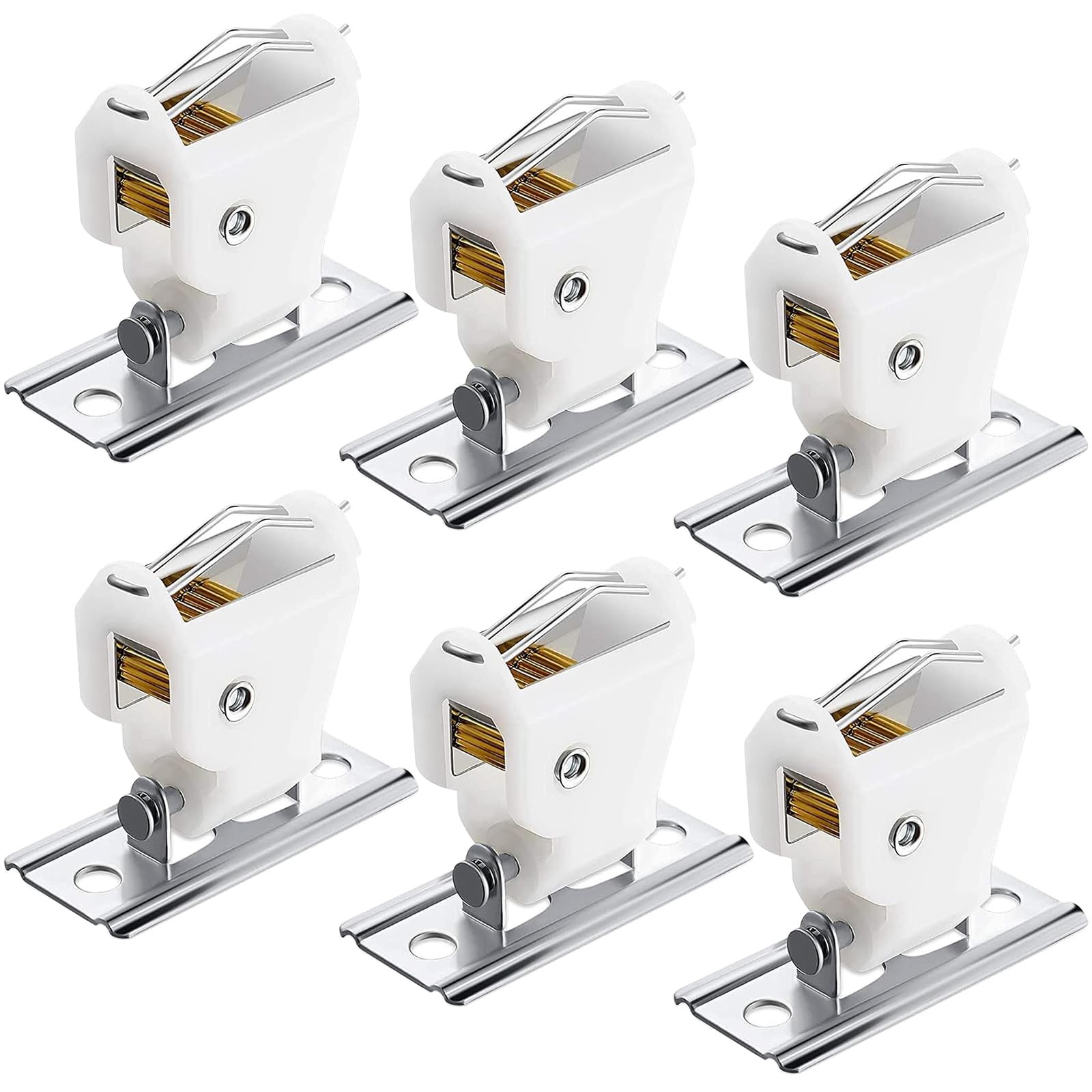 Jetec 6 Pieces White Roman Shade Cord Lock Dual Brass Wheels One Size,