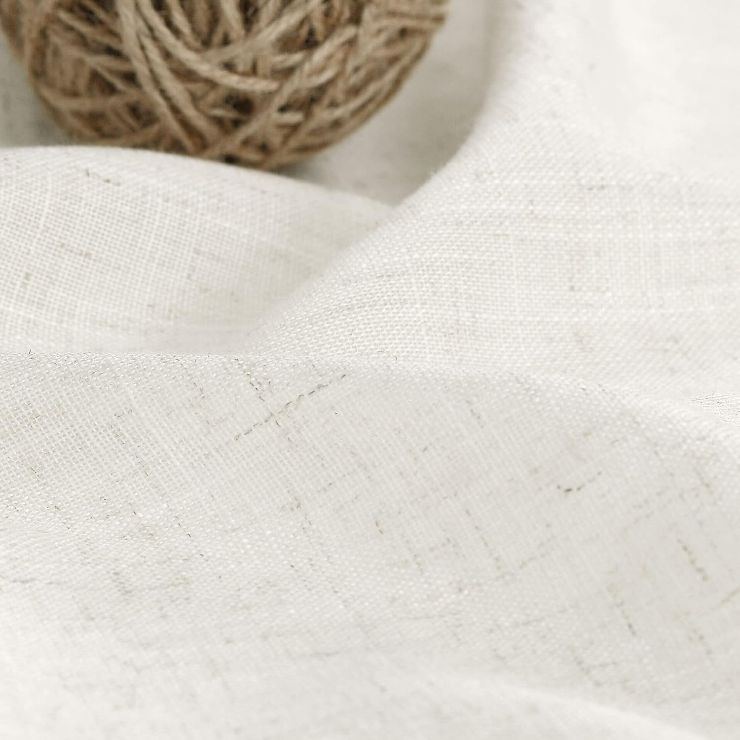 Cream Linen Back Tab Curtains 84 Inch Length for Living Room 2 Panel Set Neutral