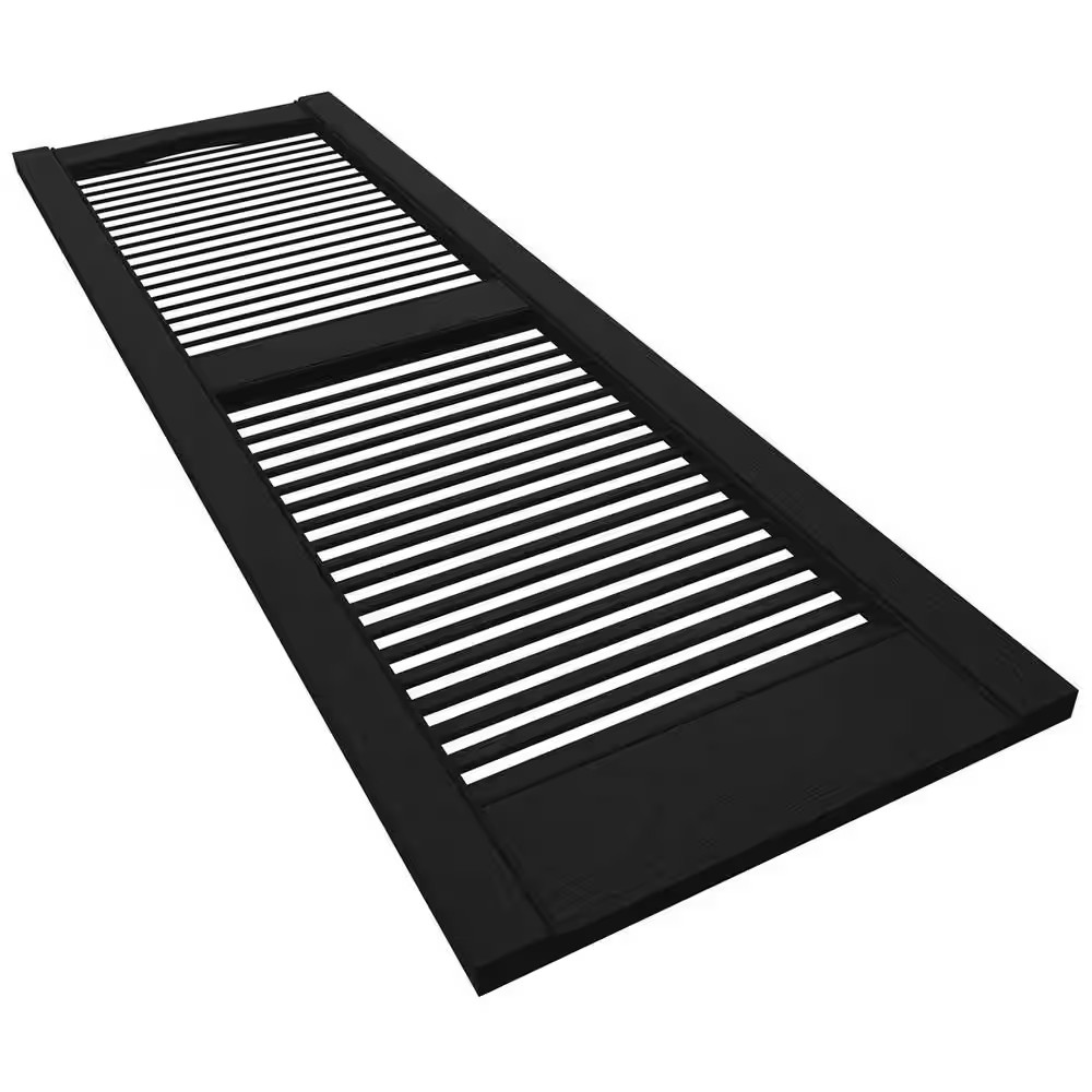 14.5 In. X 60 In. Louvered Vinyl Exterior Shutters Pair in Black