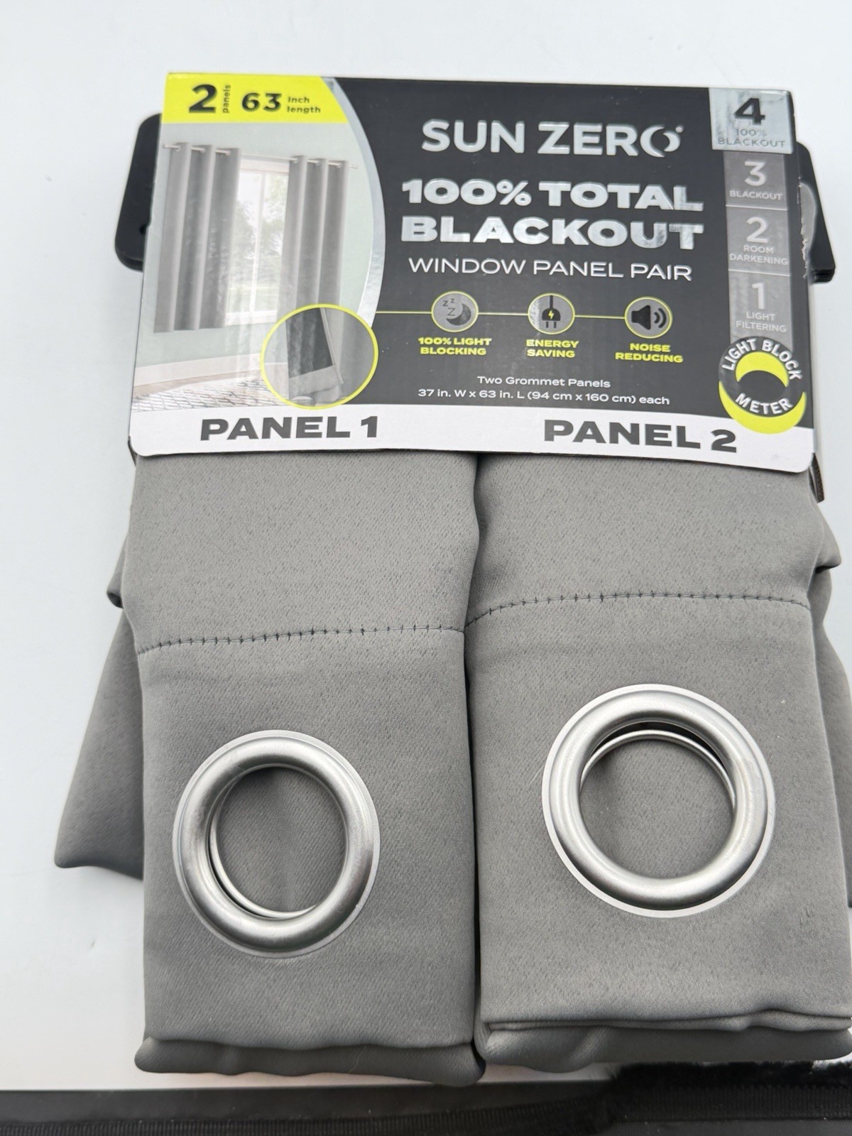 Sun Zero Blackout Window Curtains 2 Panels lot of 2, 37×63 &37×84 Brand New