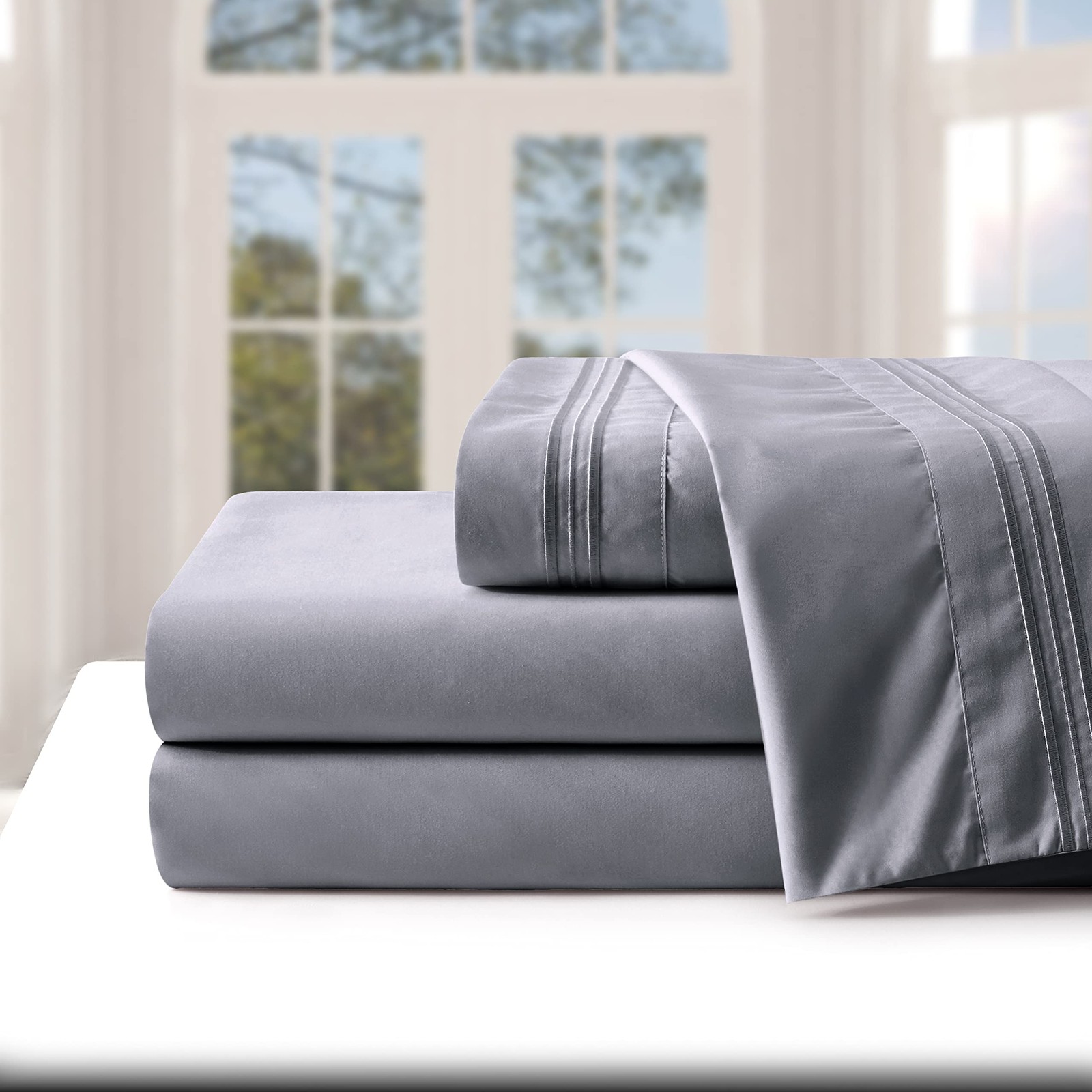 Manyshofu Extra Deep Pocket Full Size Sheets – 24 Inch EXTRA DEEP, Grey
