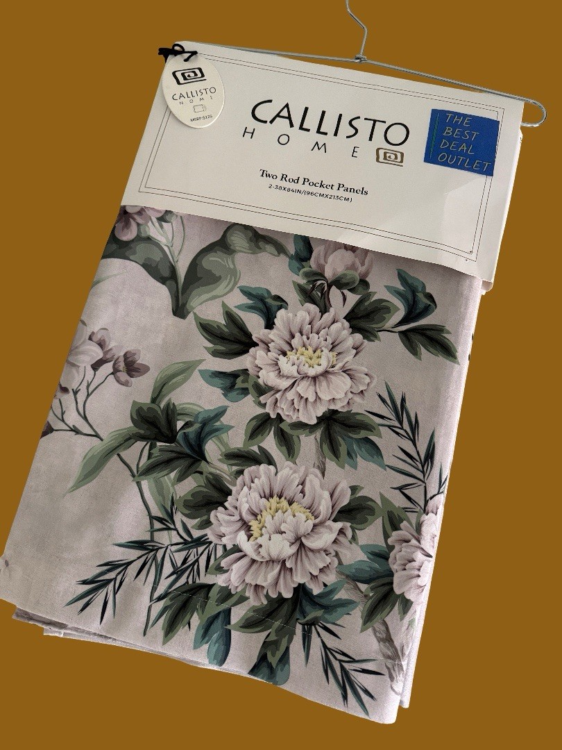 CALLISTO Window Curtains 2 Panels 38 X 84″ Heron Birds Drapers Back Tab Grey