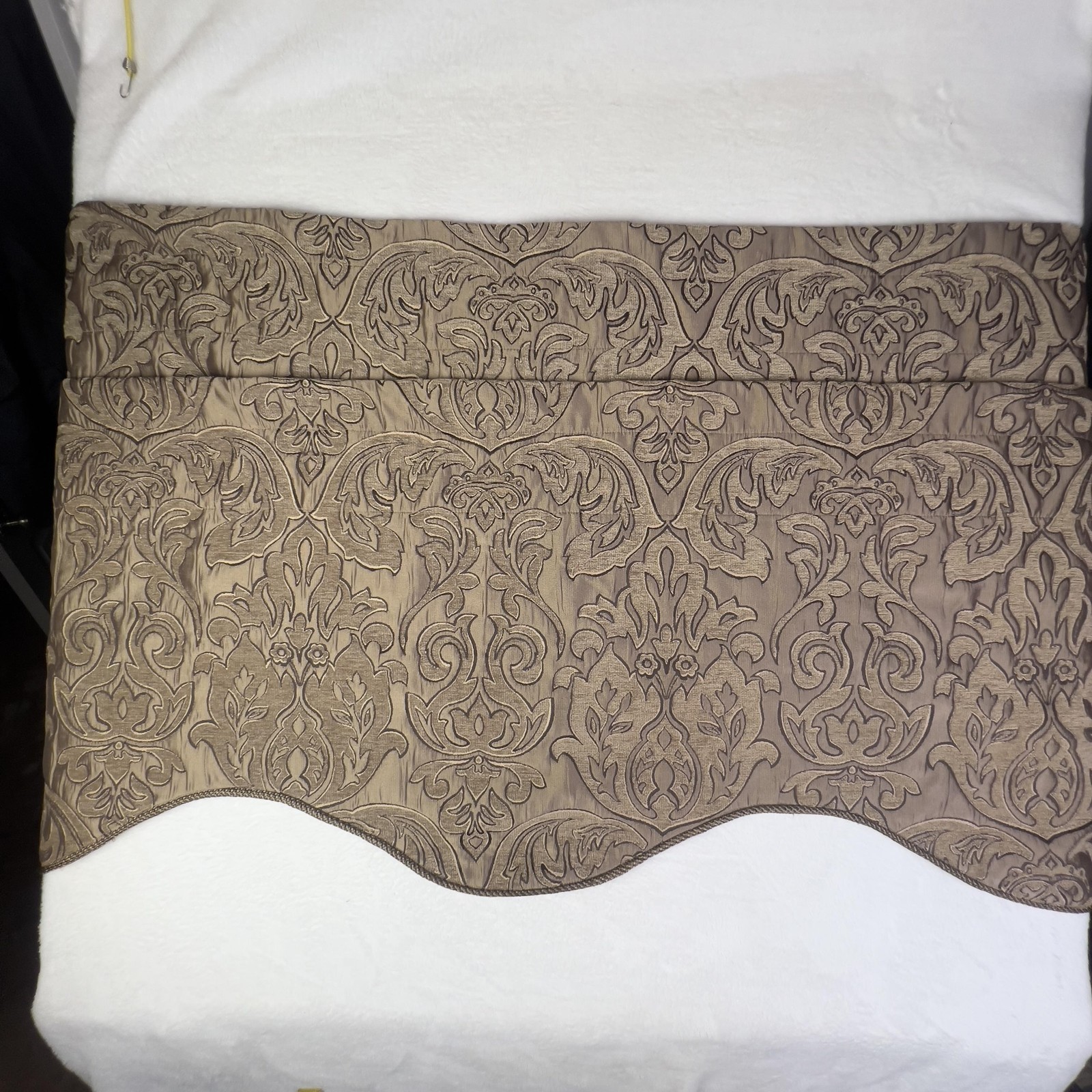 Chris Madden Scalloped Valance Beige Floral Textured Curtain Made To Measure