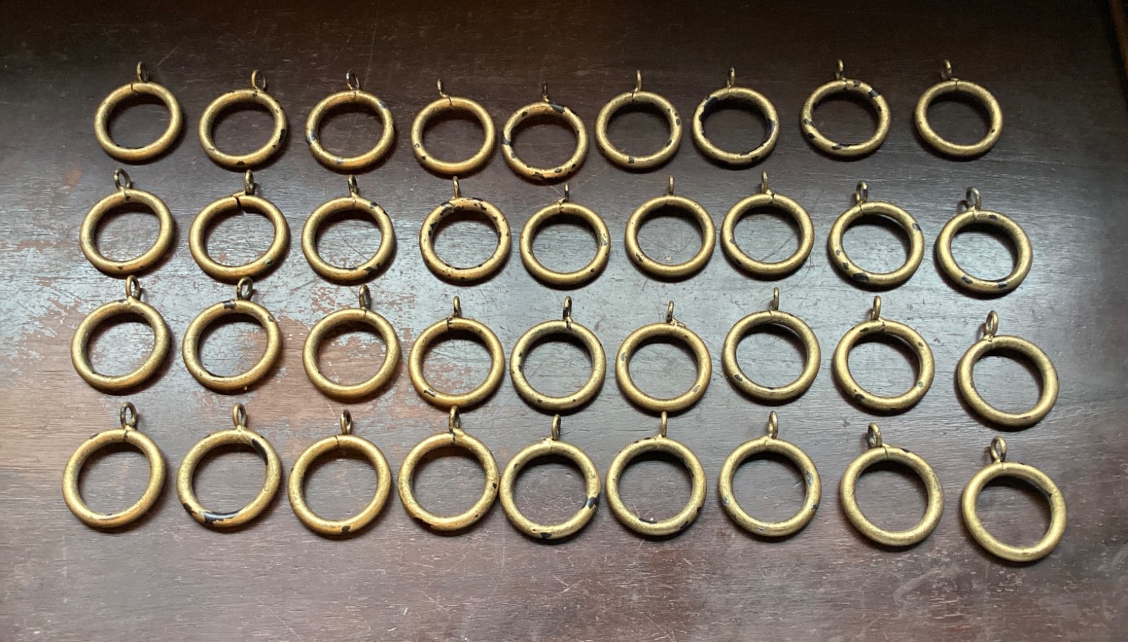 Lot Of 36 Distressed Rustic Gold Metal Curtain Rings