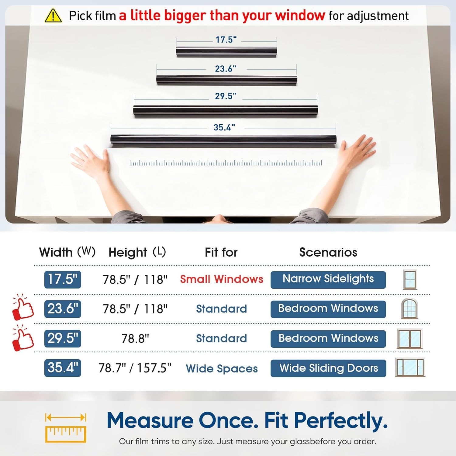 Window Tint for Home, One Way Privacy Film Heat & UV Blocking, Static Cling N…