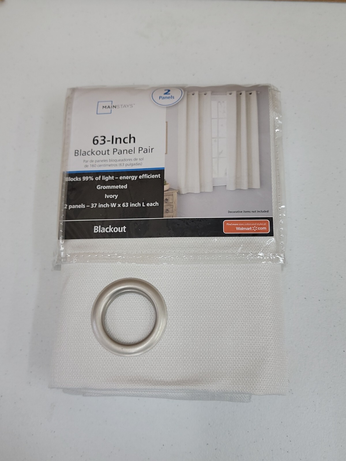 Blackout Panel PAIR Grommeted Window Curtain Panel 37”W X 63”L IvoryVanillaDream